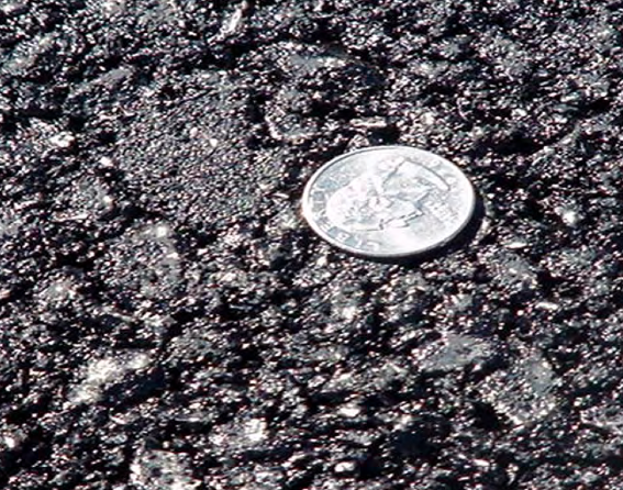 A close up view of crumb rubber asphalt